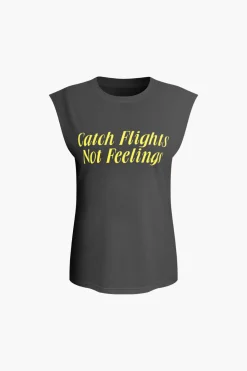 MICAS T-Shirts-Letter Print Sleeveless T-shirt