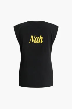 MICAS T-Shirts-Letter Print Sleeveless T-shirt