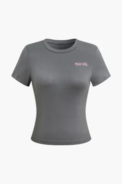 MICAS Pant Sets-Letter Print T-shirt And Tassel Drawstring Pants Set