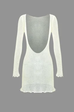 MICAS Swimwear-Lettuce Trim Backless Cover Up WHITE