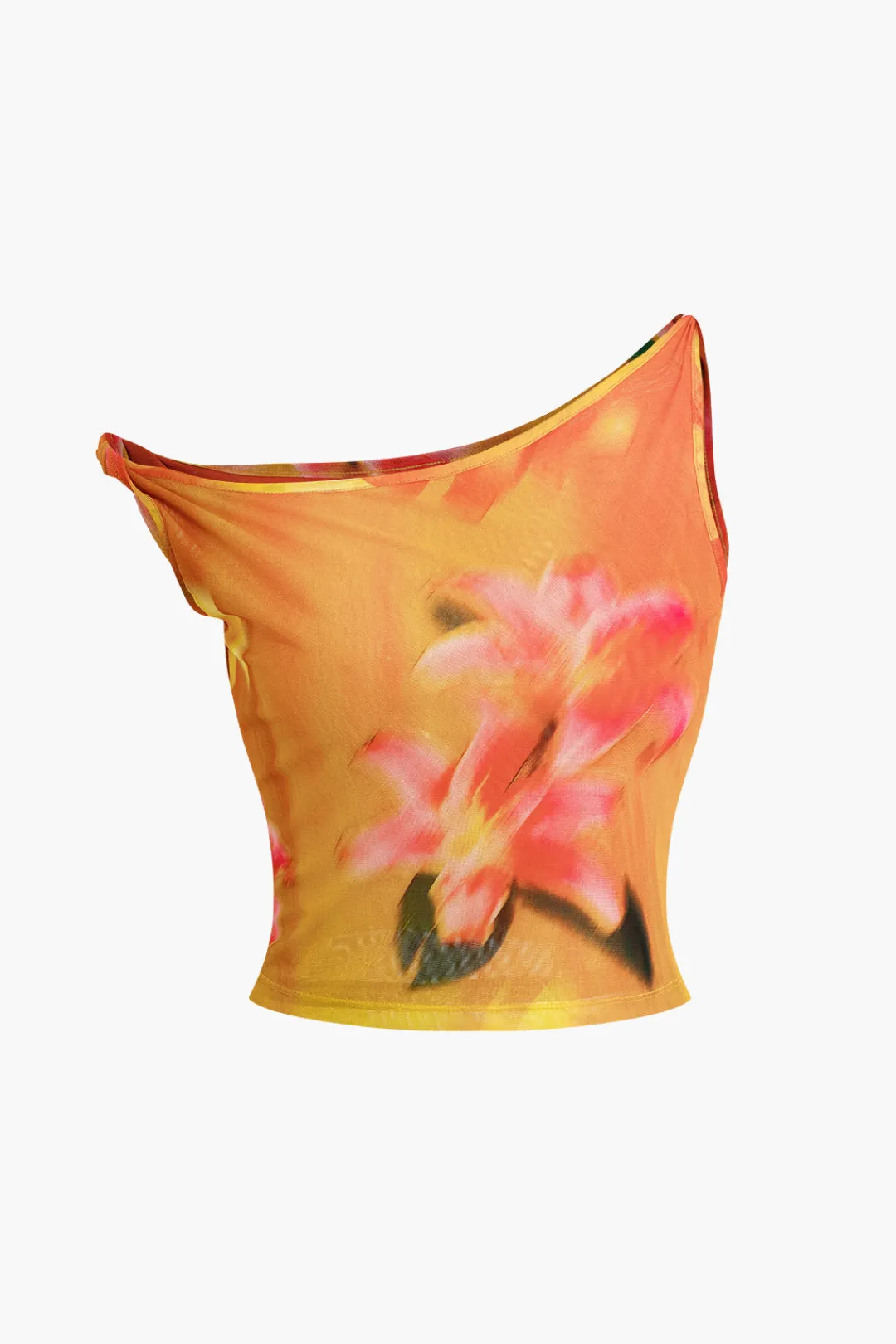 MICAS Tank Tops & Cami-Lily Print Asymmetric Crop Tank Top MULTICOLOR