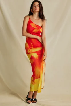 MICAS Maxi Dresses-Lily Print Asymmetric One Shoulder Maxi Dress MULTICOLOR