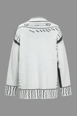 MICAS Outerwear|Outerwear-Line Pattern Sweater Cardigan