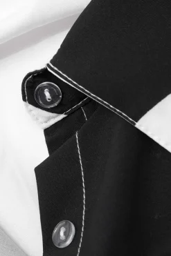 MICAS Pant Sets|Vacation Sets-Line Print Button Up Shirt And High Waist Wide Leg Pants Set BLACK