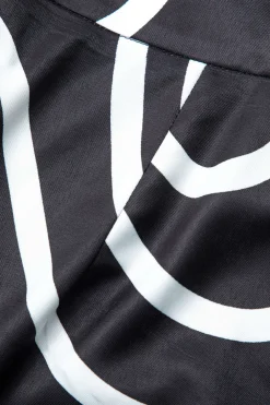 MICAS Pants-Line Print Straight Leg Pants BLACK