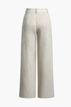 MICAS Pants-Linen Asymmetrical Zipper Straight Leg Pants