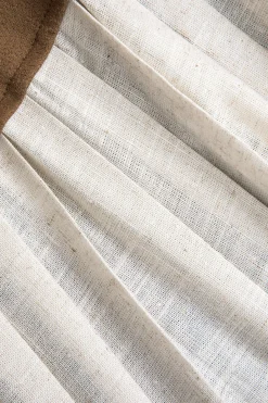 MICAS Skirts-Linen Button Patchwork Pleated Skirt