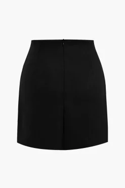 MICAS Skirts-Linen Button Patchwork Pleated Skirt
