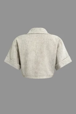 MICAS Blouses & Shirts-Linen Cross Crop Shirt IVORY