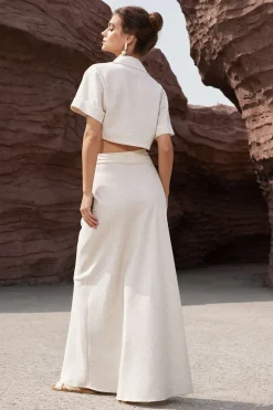 MICAS Blouses & Shirts-Linen Cross Crop Shirt IVORY