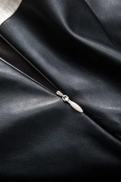 MICAS Long Sleeve Tops|Long Sleeves Tops-Linen Faux Leather Patchwork Long-Sleeve Shirt WHEAT