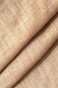 MICAS Mini Dresses-Linen Halter Neck Ruched Mini Dress LIGHT BROWN