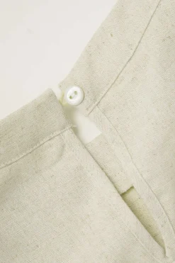 MICAS Pant Sets-Linen Padded-Shoulder Tie Side Top And Drawstring Pants Set BEIGE