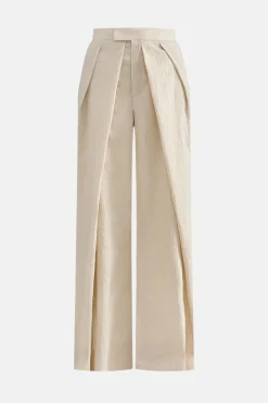 MICAS Pants-Linen Pleated Wide Leg Trousers BEIGE