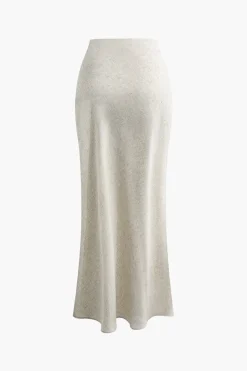 MICAS Skirts-Linen Ruched Mermaid Maxi Skirt IVORY