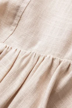 MICAS Mini Dresses-Linen Ruched Sleeveless Mini Dress WHEAT