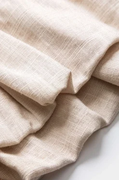 MICAS Mini Dresses-Linen Ruched Sleeveless Mini Dress WHEAT