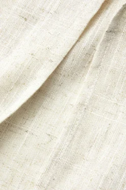 MICAS Midi Dresses-Linen Ruched Slit Midi Dress BEIGE