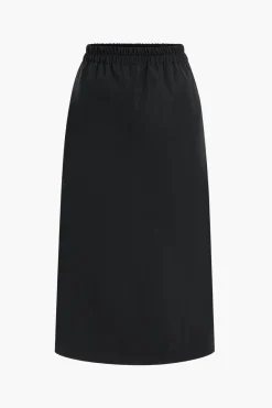 MICAS Skirt Sets-Long Sleeve Pocket Top And Skirt Set BLACK