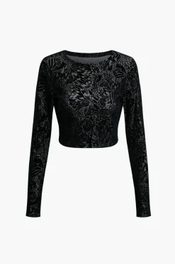 MICAS Skirt Sets-Long Sleeve Top And Cut Out Skirt Set BLACK