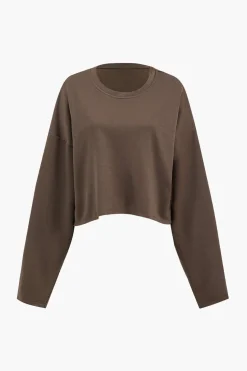 MICAS Pant Sets-Long Sleeve Top And Drawstring Trousers Set BROWN