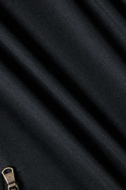 MICAS Bodysuits-Long Sleeve Zipper Front Bodysuit BLACK