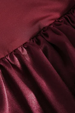 MICAS Long Sleeve Dresses|Mini Dresses-Long-Sleeve Puff Hem Mini Dress BURGUNDY