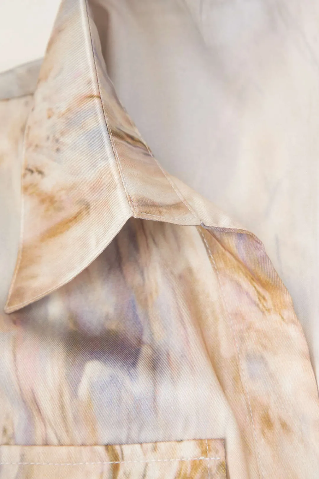 MICAS Blouses & Shirts-Marble Print Twist Hem Crop Shirt MULTICOLOR