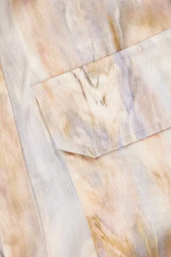 MICAS Blouses & Shirts-Marble Print Twist Hem Crop Shirt MULTICOLOR