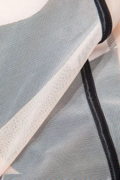 MICAS Lingerie & Sleepwear-Mesh Backless Sheer Sleeveless Bodysuit Contrast Color