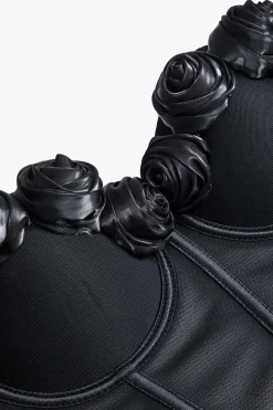 MICAS Corset & Bustier Tops-Mesh Bustier Appliques Cami Top BLACK