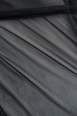 MICAS Corset & Bustier Tops-Mesh Bustier Appliques Cami Top BLACK