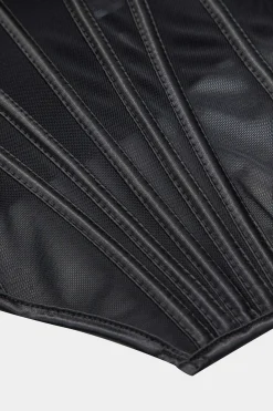 MICAS Tank Tops & Cami-Mesh Lace Corset Bustier Cami Top BLACK