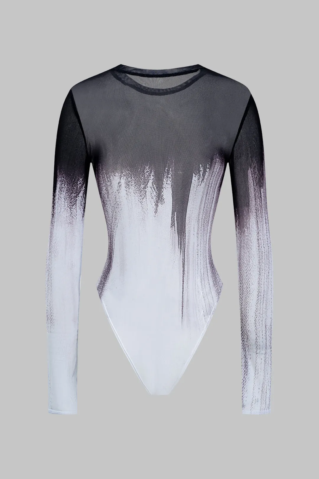 MICAS Bodysuits-Mesh Long Sleeve Contrast Print Bodysuit WHITE