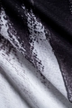 MICAS Bodysuits-Mesh Long Sleeve Contrast Print Bodysuit WHITE