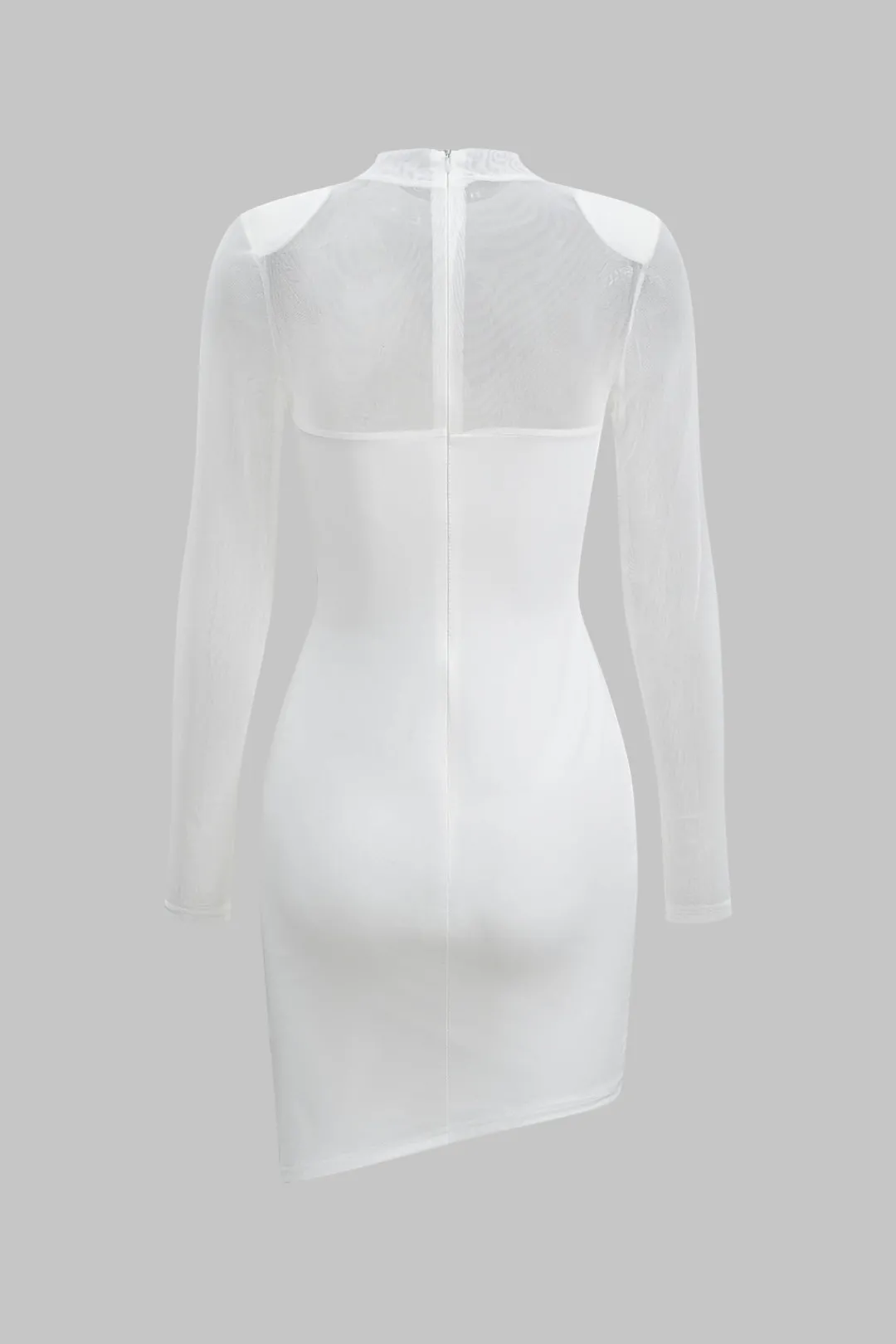 MICAS Mini Dresses|Long Sleeve Dresses-Mesh Patchwork Long Sleeve Sheer Mini Dress WHITE