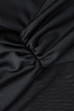 MICAS Long Sleeve Dresses|Mini Dresses-Mesh Patchwork Round Neck Long Sleeve Mini Dress BLACK