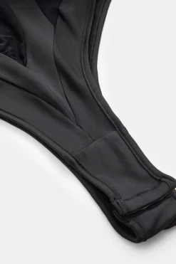 MICAS Bodysuits-Mesh Patchwork Round Neck Long Sleeve Bodysuit BLACK