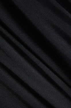 MICAS Long Sleeve Dresses|Maxi Dresses-Mesh Patchwork Ruched Off Shoulder Long Sleeve Maxi Dress BLACK