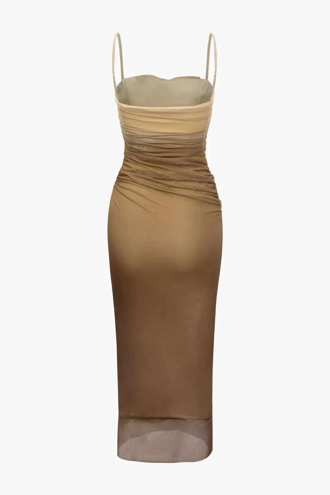 MICAS Maxi Dresses-Mesh Ruched Cami Maxi Dress