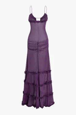 MICAS Maxi Dresses-Mesh Ruched Layered Frill Slip Maxi Dress