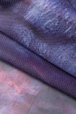 MICAS Mini Dresses-Mesh Ruched Ruffle Deep V-neck Slip Mini Dress