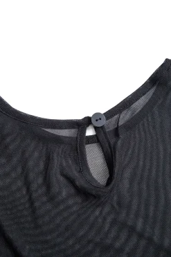 MICAS Midi Dresses-Mesh Sheer Sleeveless Midi Dress BLACK