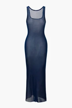 MICAS Maxi Dresses-Mesh Square Neck Sleeveless Maxi Dress ROYAL