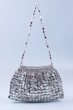 MICAS Bags|Accessories-Metal Beaded Retro Shoulder Bag SILVER