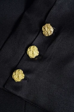 MICAS Outerwear|Outerwear-Metal Button V-neck Blazer BLACK