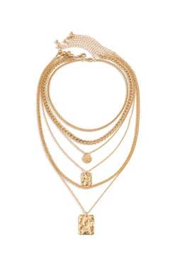 MICAS Necklaces|Accessories-Metal Chain Geometric Pendant Necklace GOLD