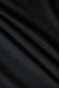 MICAS Long Sleeve Dresses|Maxi Dresses-Metal Detail Ruched Long Sleeve Midi Dress BLACK