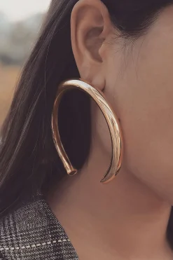 MICAS Earrings|Accessories-Metal Exaggerated Geometric Semicircular Earrings GOLD