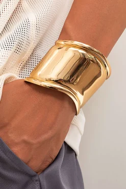 MICAS Bracelets|Accessories-Metal Geometric Wide Bracelet GOLD
